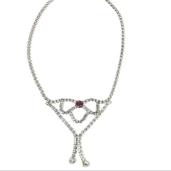 Vintage Jewelry - Vintage Icy Rhinestone Negligee Lariat Necklace